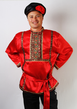 Косоворотка атлас красная-40%