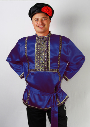Косоворотка атлас синяя -40%